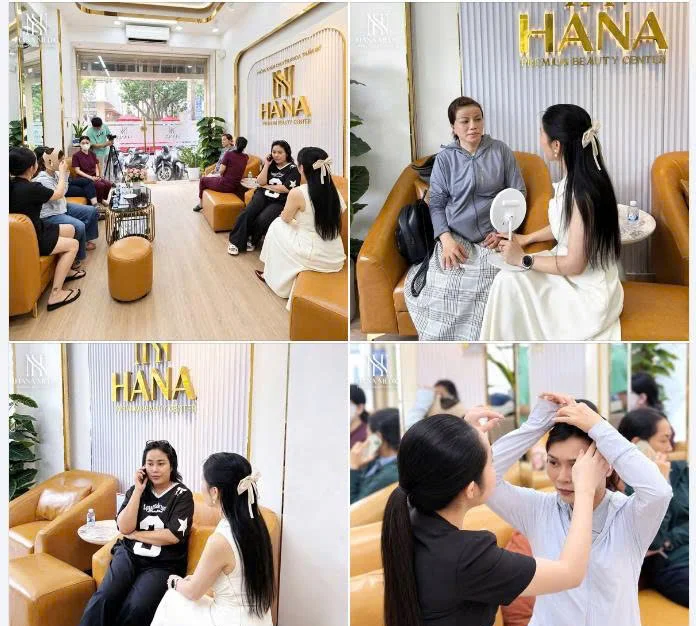 Không gian đón tiếp và buổi tư vấn trực tiếp giữa chuyên viên với khách tại HANA Premium Beauty Center